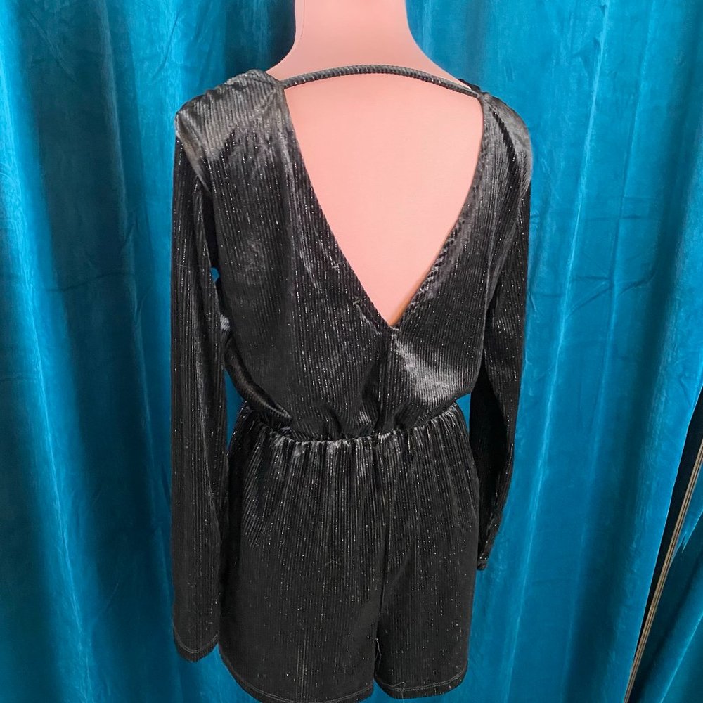 Wild Fable Velour Faux Wrap Romper Black - Picture 9 of 10